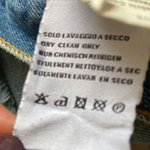 R13 Denim Dylan Shredded Jean Short Chaps Attached Layered Black Leather Legging - Picture 6 of 8